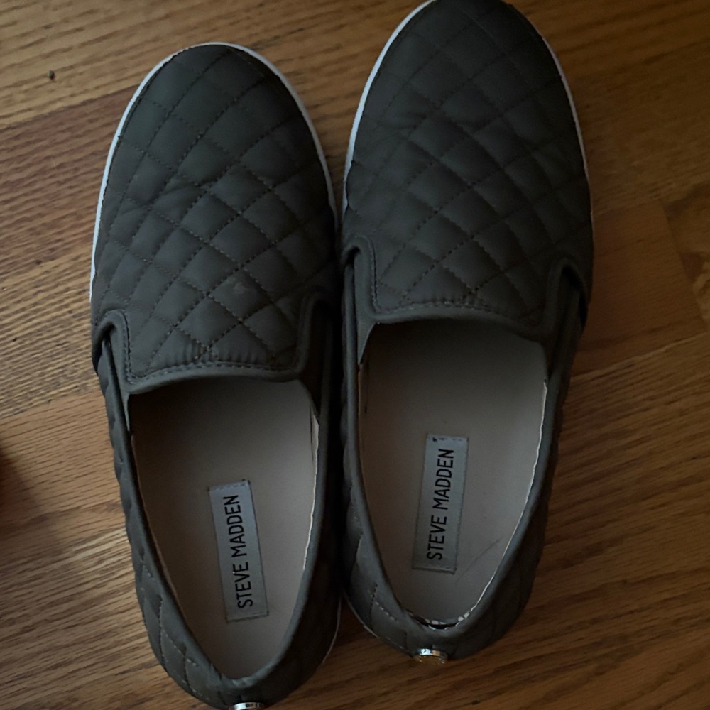 Steve Madden Quilted Slip-On Loafers - army green